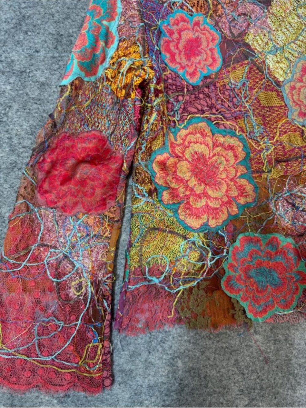 Pazuki London Silk Blend Floral Lace Patchwork Jacket Boho Chic P Small - Picture 5 of 16